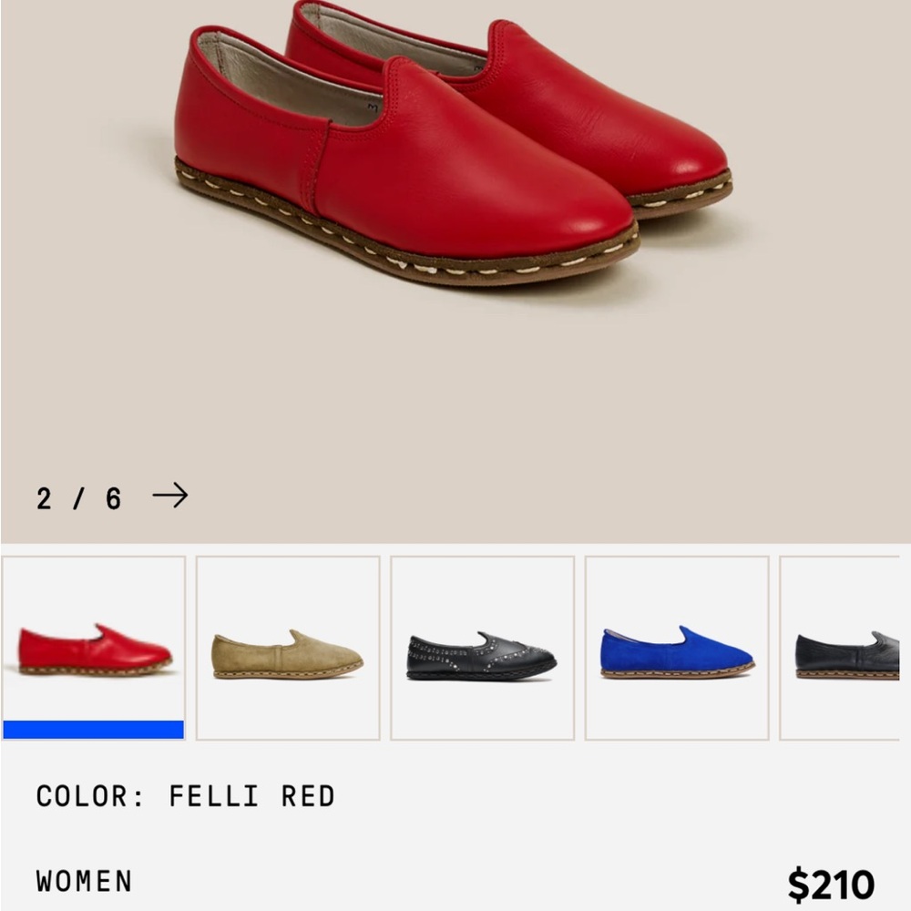 Sabah Felli Red Leather Slip-On Flats